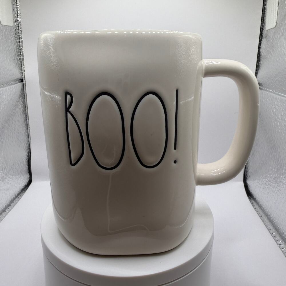 Rae Dunn BOO! Halloween Ceramic Coffee Mug Orange Interior Magenta Artisan